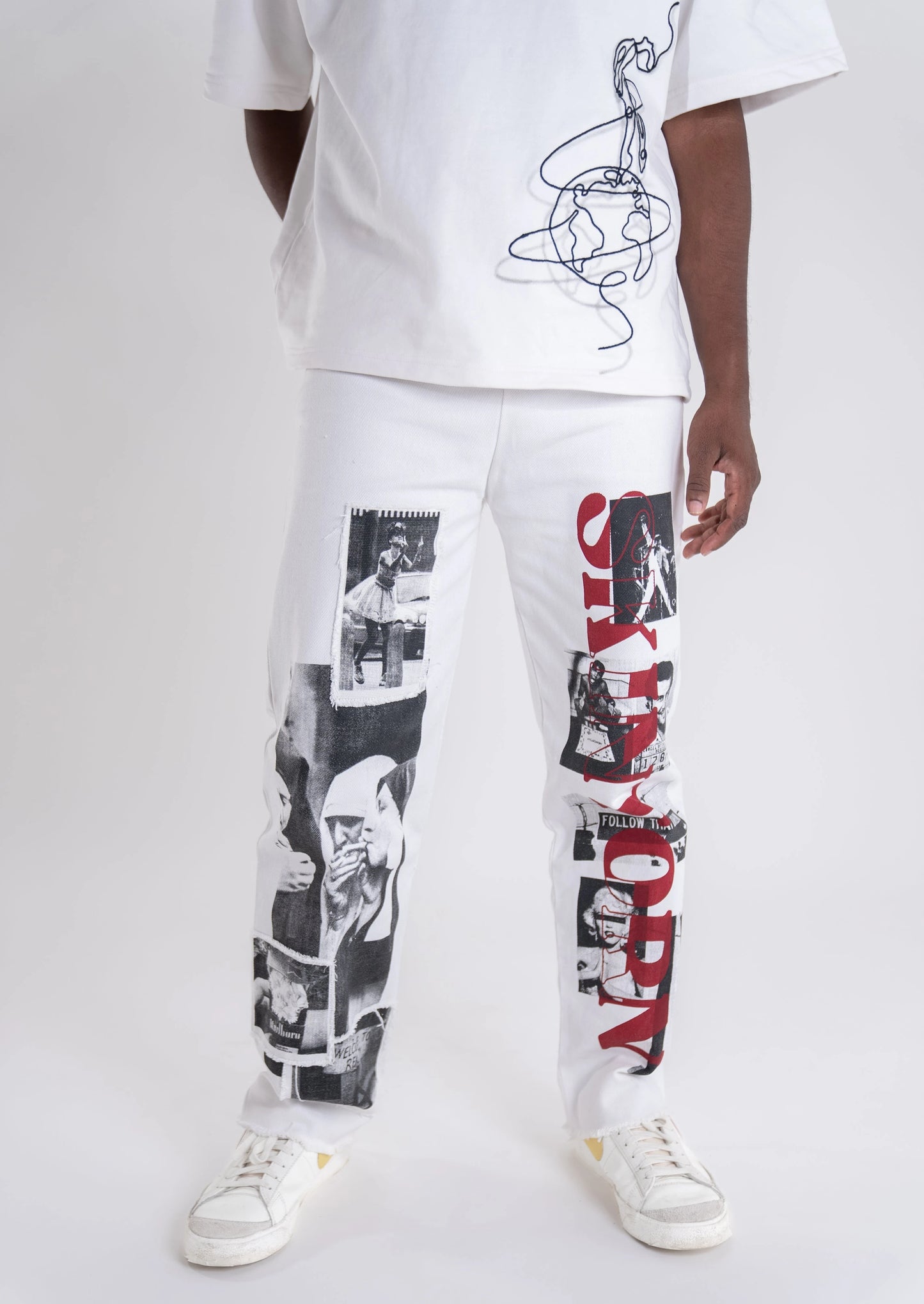 'Outgrow' Painter Lounge Pants in White (Unisex)