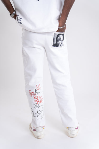 'Outgrow' Painter Lounge Pants in White (Unisex)